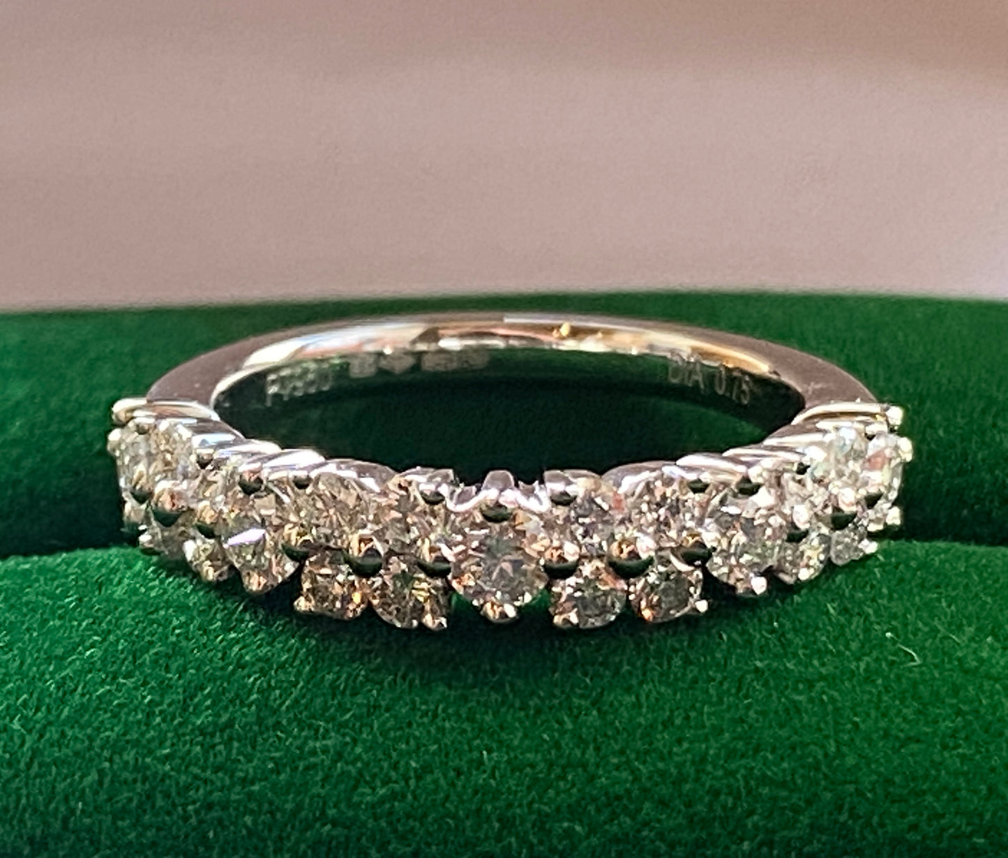 Platinum 0.75ct Diamond Flower Eternity Ring (Size J)