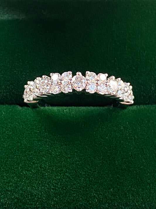 Platinum 0.75ct Diamond Flower Eternity Ring (Size J)
