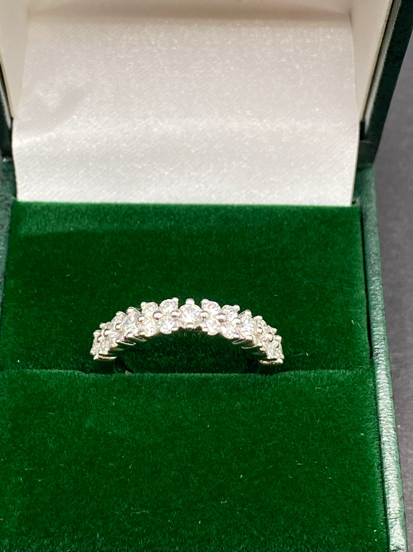 Platinum 0.75ct Diamond Flower Eternity Ring (Size J)