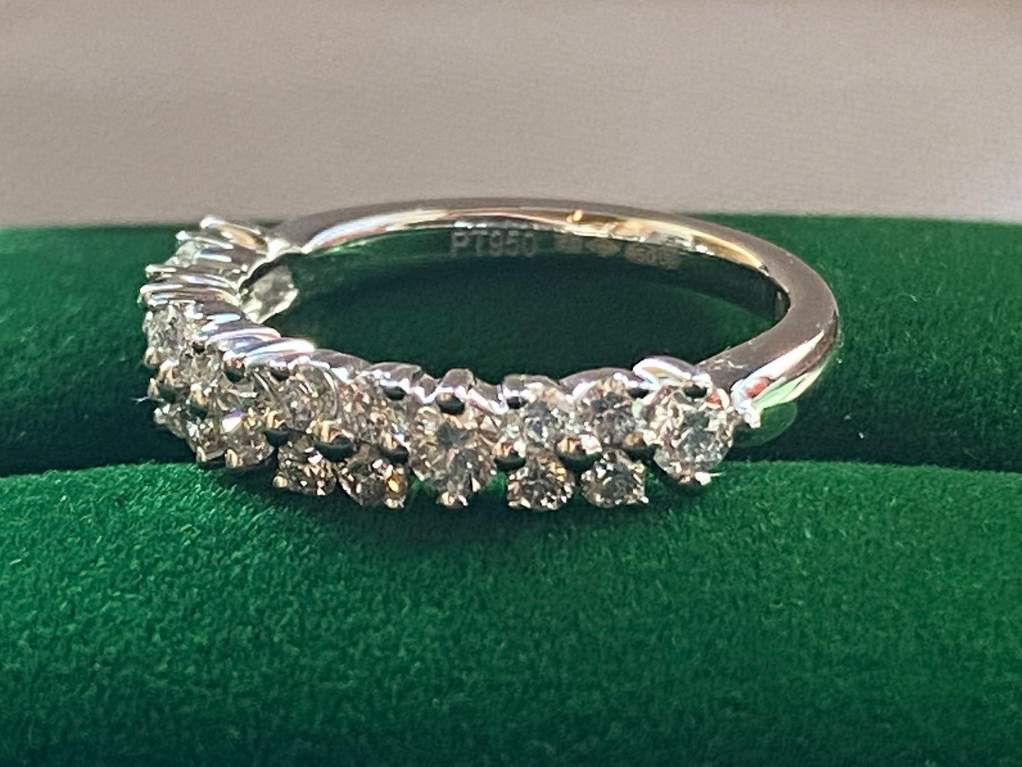 Platinum 0.75ct Diamond Flower Eternity Ring (Size J)