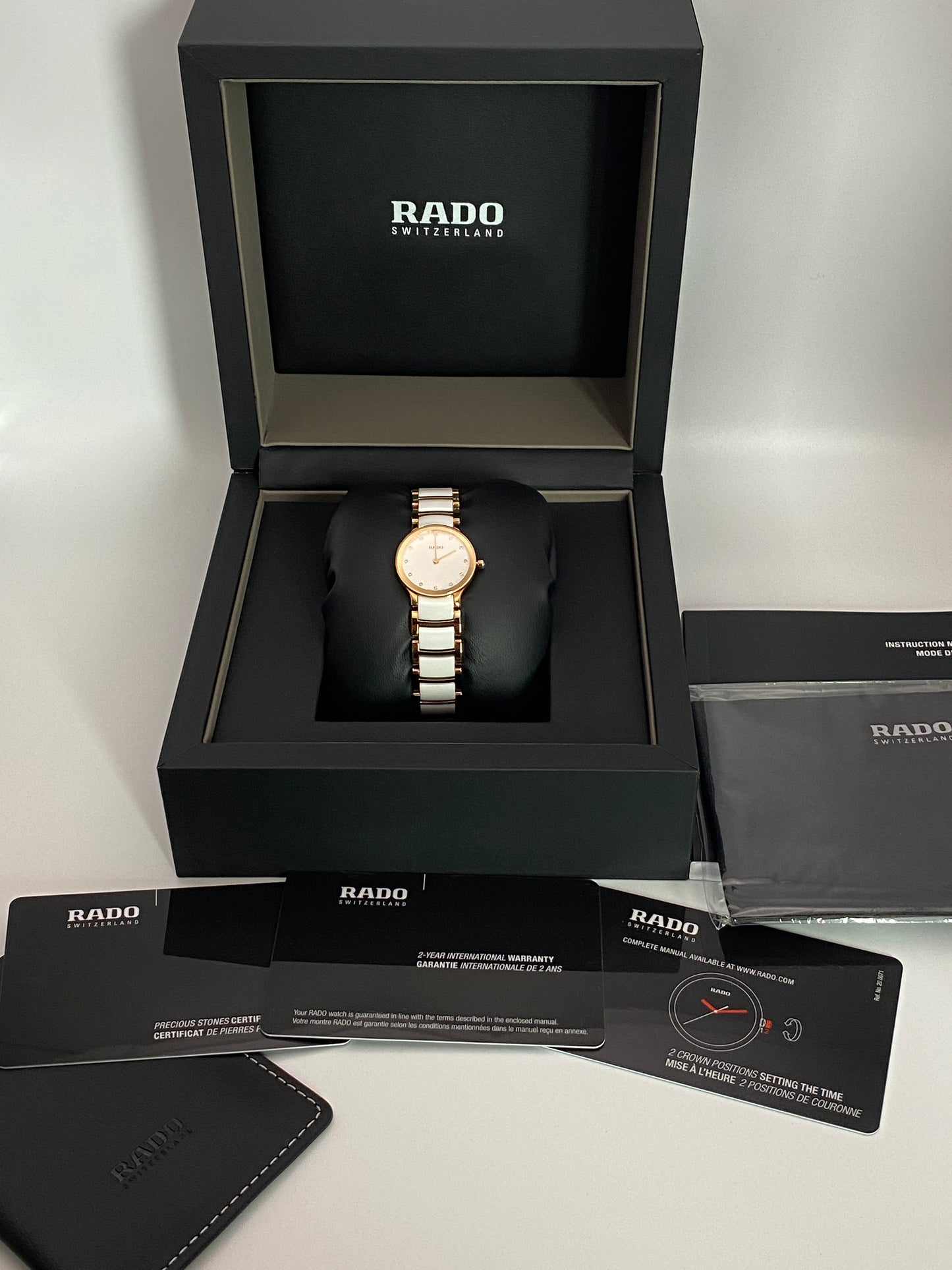 RADO Centrix White & Rose Gold 26mm Ladies Watch (R30186912)