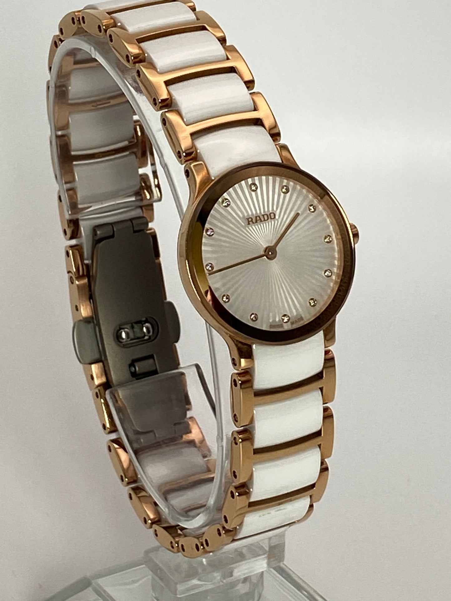 RADO Centrix White & Rose Gold 26mm Ladies Watch (R30186912)