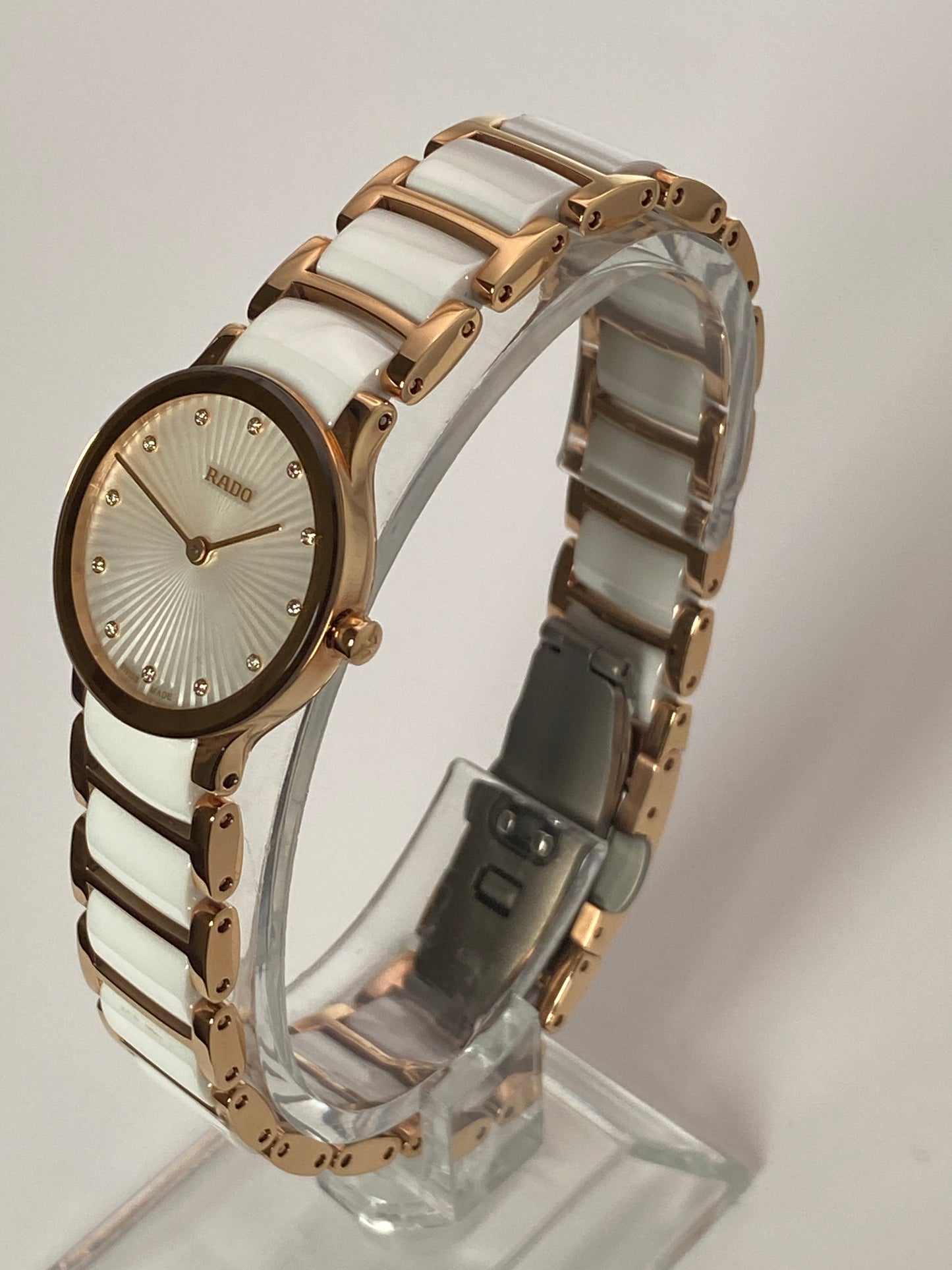 RADO Centrix White & Rose Gold 26mm Ladies Watch (R30186912)